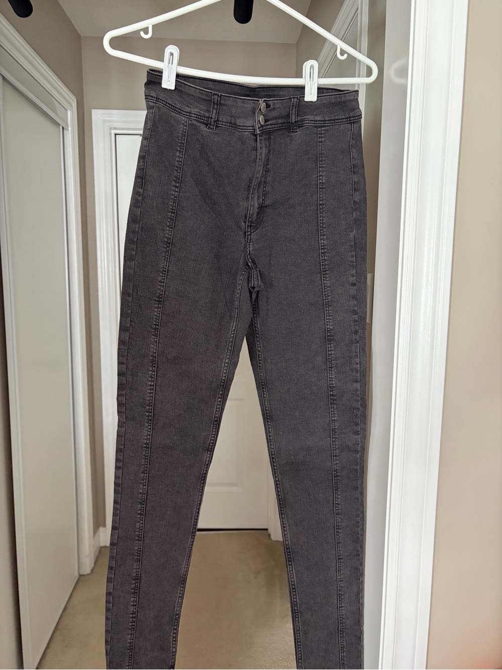 H&M High-Rise Charcoal Seam-Front Jeans